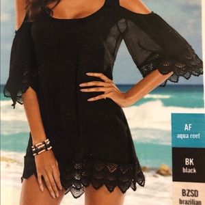 Venus black with lace cold shoulder cover up small